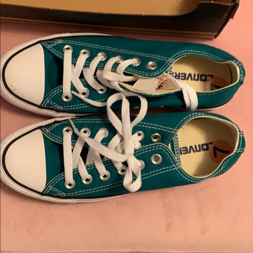Teal blue low rise Converse